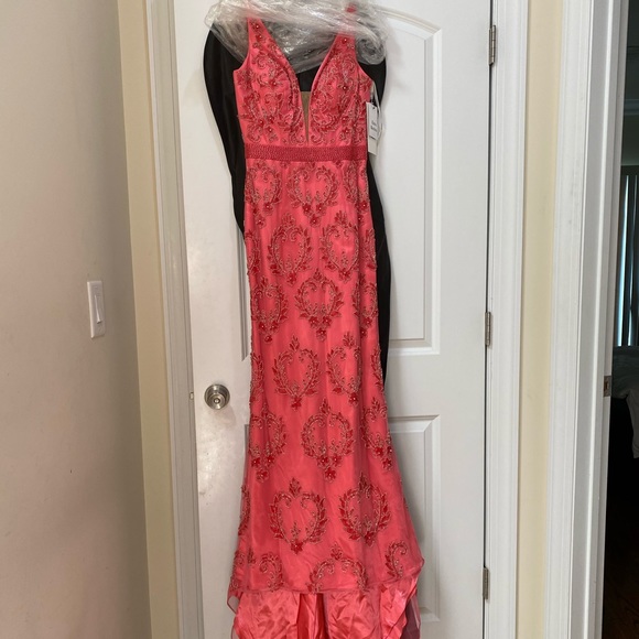 Sherri Hill #32353 Coral Dress - Picture 5 of 6